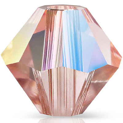 PCBIC04 PL AB 2 ROSPEA AB Preciosa crystal bicones - rose peach AB